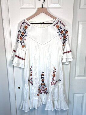 Free People Pavlo Embroidered Cotton Dress Size M Boho Festival